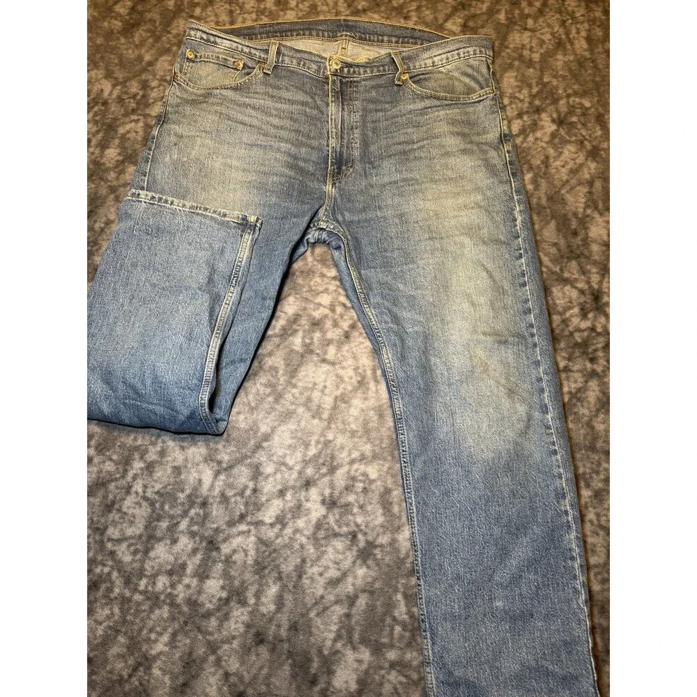 Levi's Men's 505 Blue Light Wash Straight Fit Stretch Denim Jeans 5-Pocket